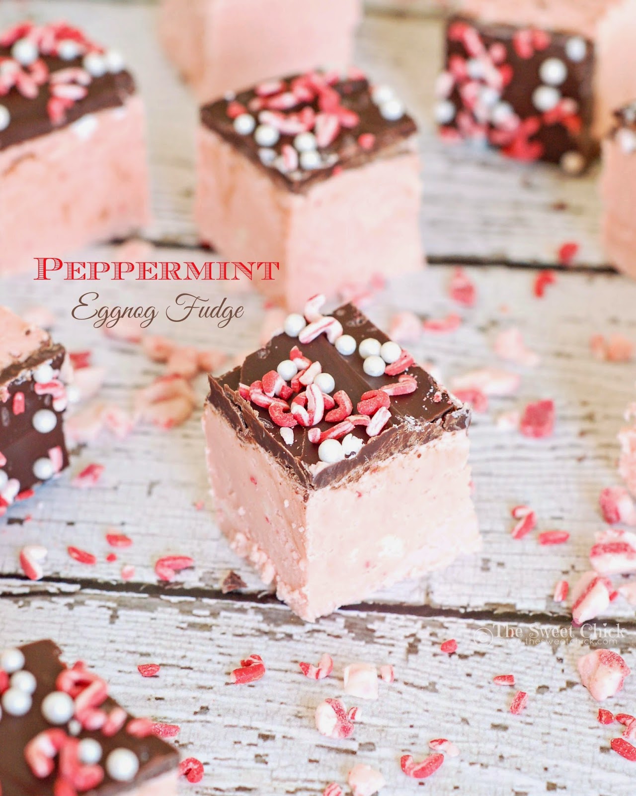 Peppermint Eggnog Fudge by The Sweet Chick
