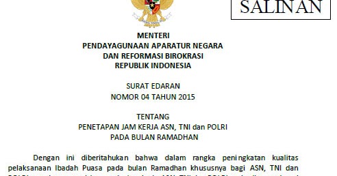 Jam Kerja Pns Asn Tni Dan Polri Bulan Ramadhan 1436 H Tahun 2015 M Dadang Jsn Jam Kerja Pns Asn Tni Dan Polri Bulan Ramadhan 1436 H Tahun 2015 M Dadang Jsn