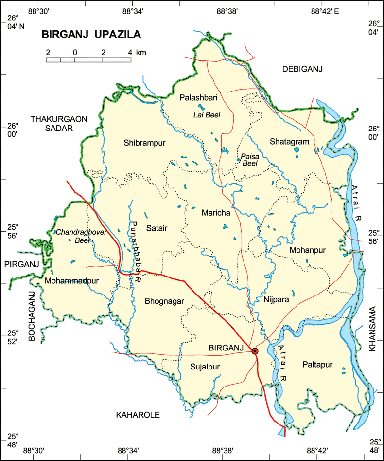 Birganj Upazila Map Dinajpur District Bangladesh