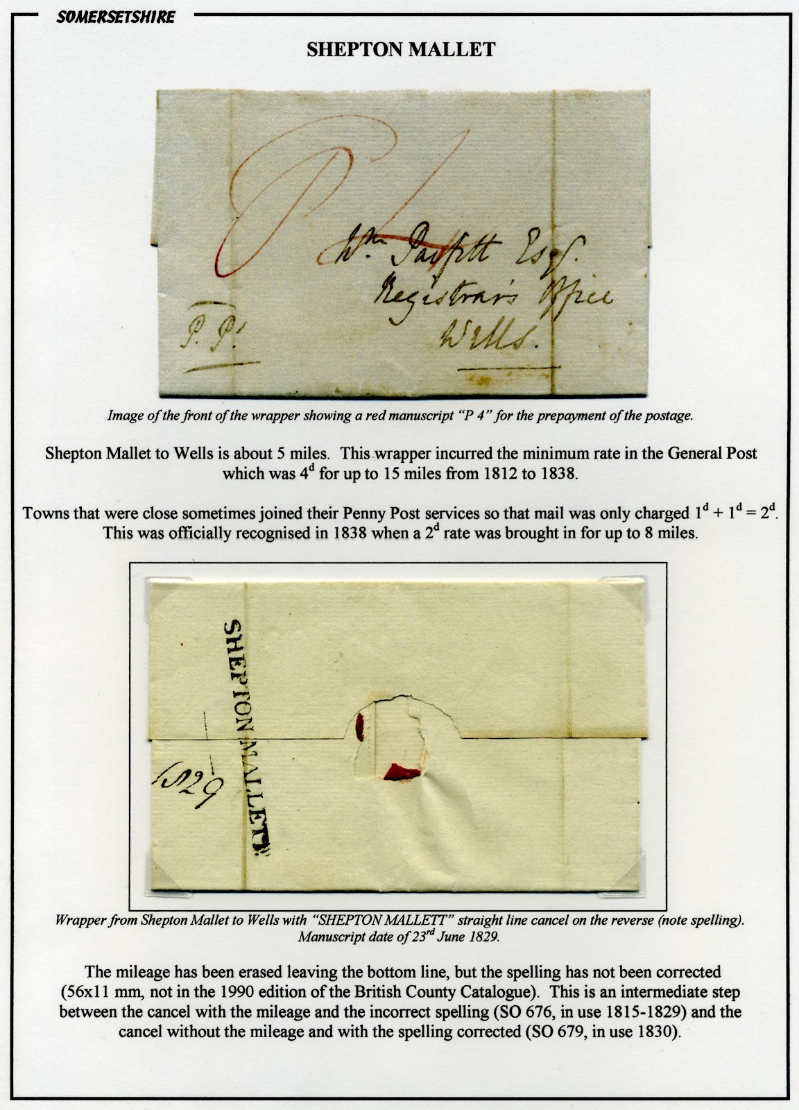 Somerset (& Bristol) Postal History: Shepton Mallet / 135 handstamps