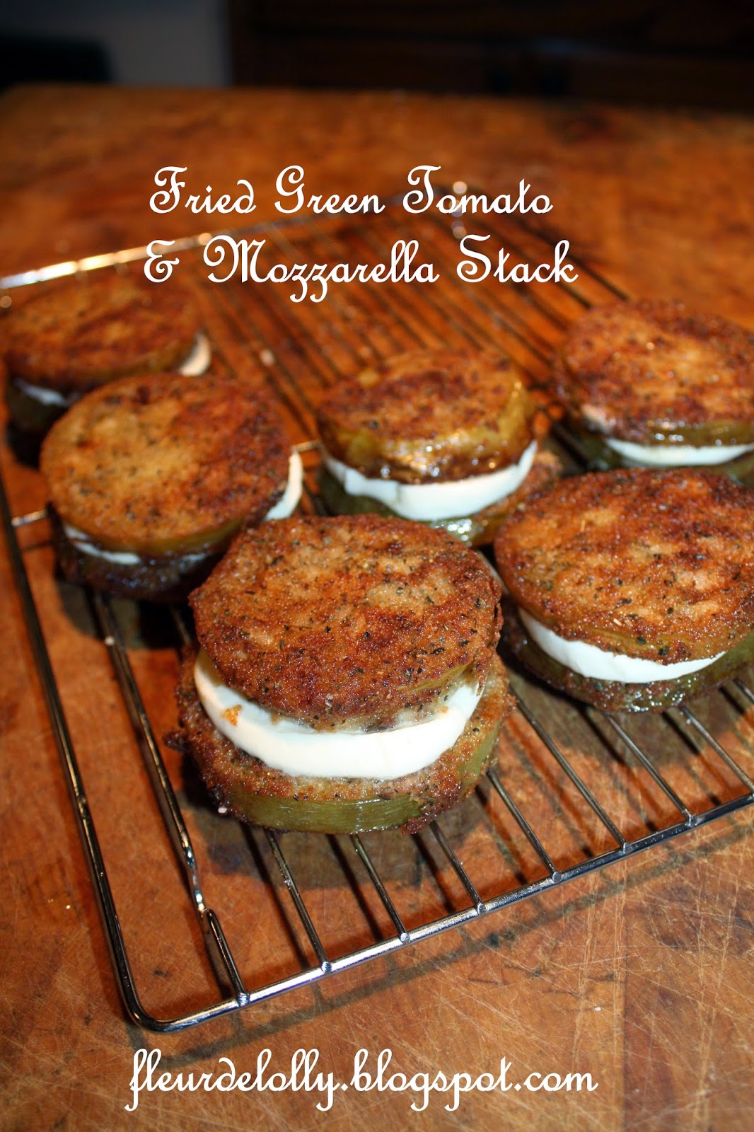 Fleur de Lolly Fried Green Tomato and Mozzarella Stack