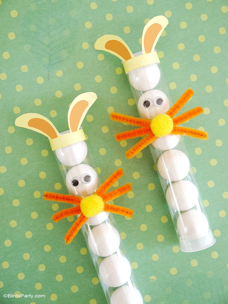 DIY Easter Bunny Treat Gumball Tubes for Kids - BirdsParty.com