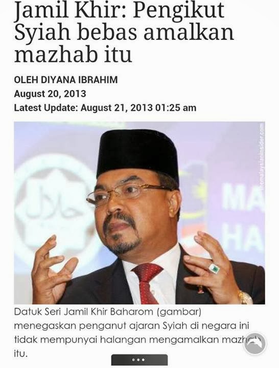 Malaysia Sejahtera Isu Syiah Nih Kenyataan Jamil Khir