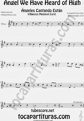 Partitura de para Oboe Canción de Navidad Carol Song for Christmas Sheet Music for Oboe Music Scores