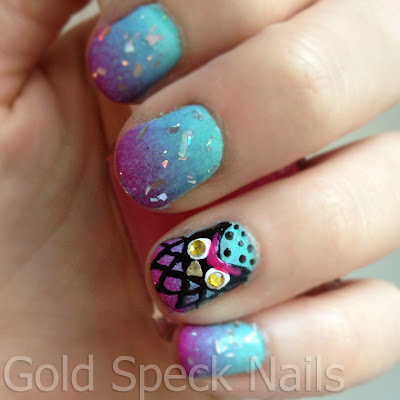 Gold Speck Nails: Amy's Nails - Mint, Blue & Pink Gradient, Diamond ...