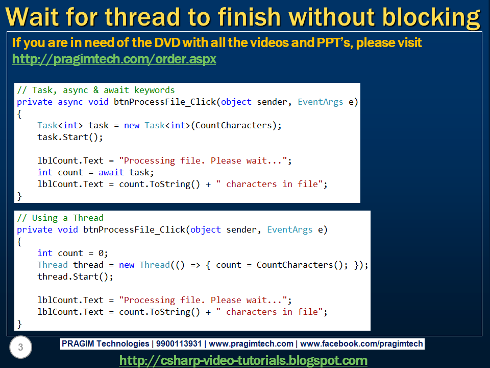 Sql server, and c video tutorial c wait for thread to finish