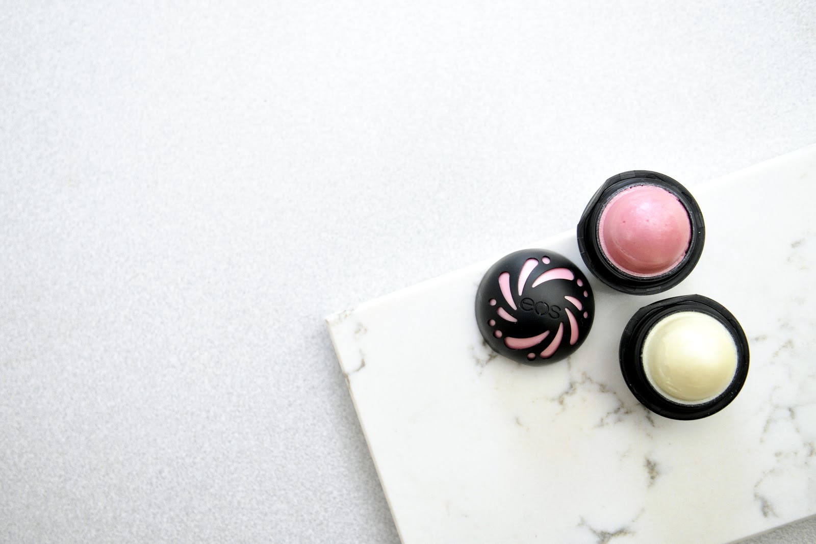 fun size beauty eos Shimmer Lip Balms in Pearl and Sheer Pink