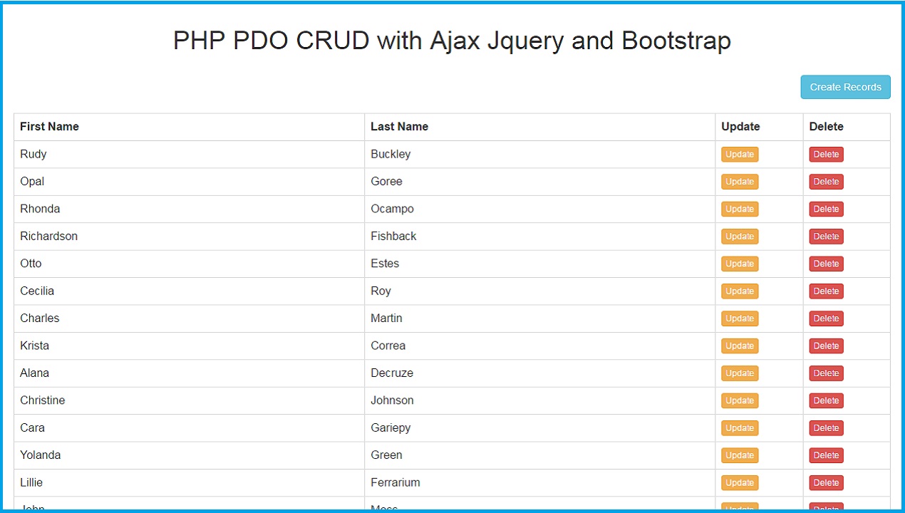 PHP PDO CRUD with Ajax Jquery and Bootstrap   Webslesson