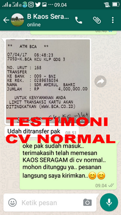 TESTIMONI PEMBELI KAOS SERAGAM CV NORMAL