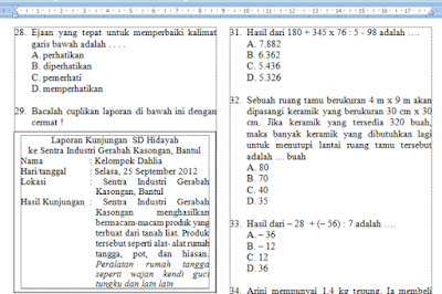 Download soal latihan tes seleksi masuk SMP/MTs muatan Bahasa Indonesia, Matematika, dan IPA.