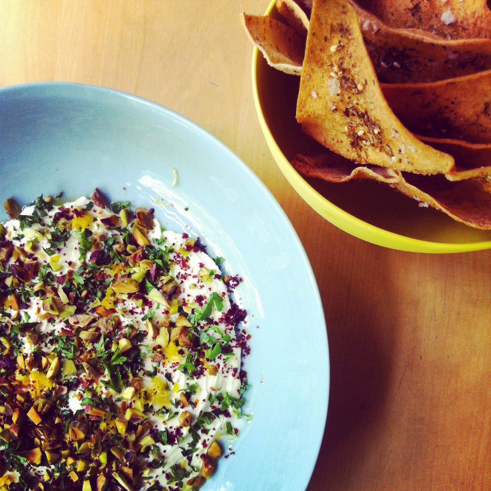 Alice Bakes a Cake Labneh with sumac, parsley, lemon and pistachios