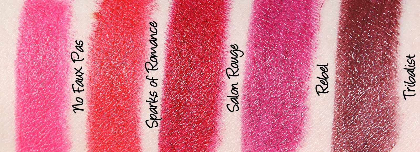 MAC Heirloom Mix Lipsticks - No Faux Pas, Sparks of Romance, Salon Rouge, Rebel and Tribalist Swatches & Review
