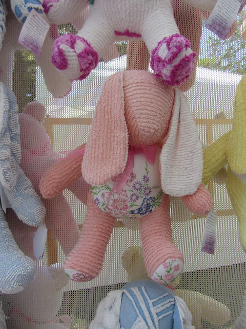 Closeup of chenille bunny