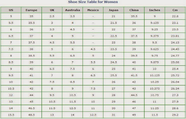 Shoe Chart Size Mexico