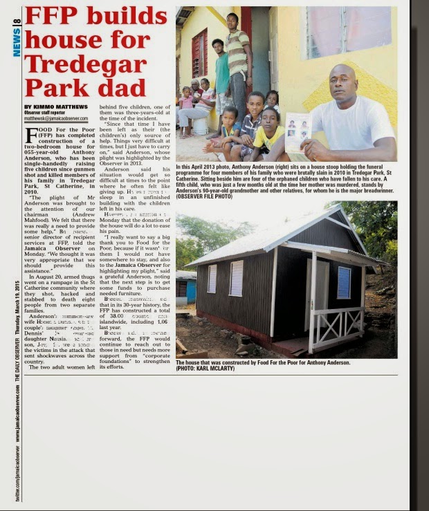 FOOD FOR THE POOR JAMAICA FFP BUILDS HOUSE FOR TREDEGAR PARK DAD