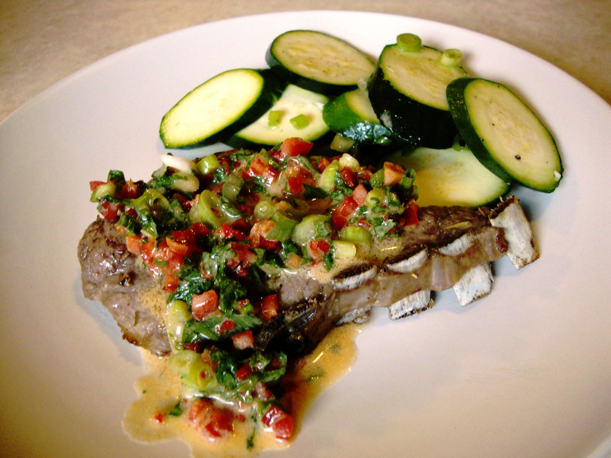 my back pages lamb chops with mintpepper sauce and steamed zucchini