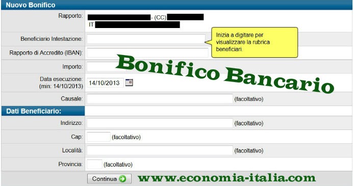 Bonifico Bancario Bonifico Bancario