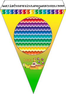 Beatles Yellow Submarine: Free Party Printables. Beatles Yellow Submarine Free Printable Banner.