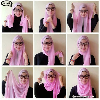 tutorial hijab pashmina kaos