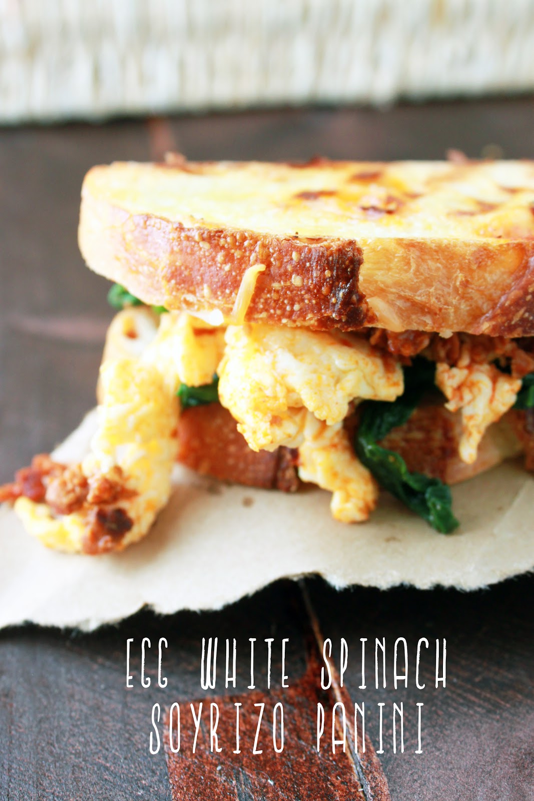 Forks and Kisses Breakfast Egg White Spinach Soyrizo Panini