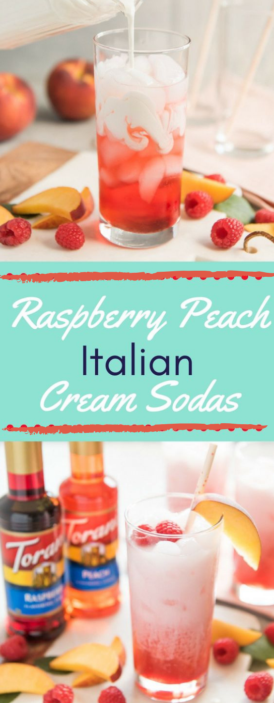 RASPBERRY PEACH ITALIAN CREAM SODAS #raspberry #drink