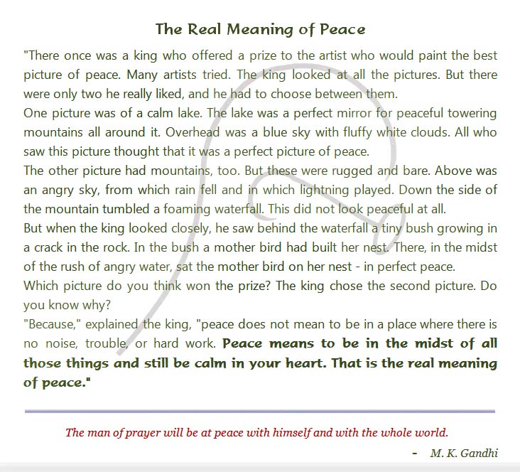 Mahatma Gandhi Forum Real Meaning Of Peace 