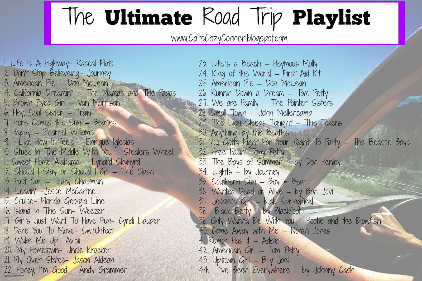 Cait's Cozy Corner : The Ultimate Road Trip Playlist!