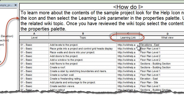 Revit OpEd: Revit 2014 Learning Links in New Sample File