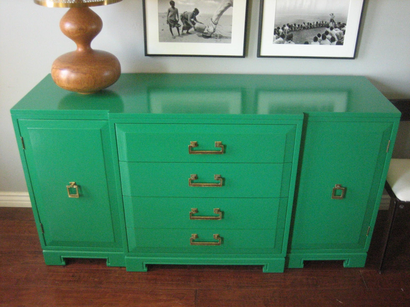 emerald green console table