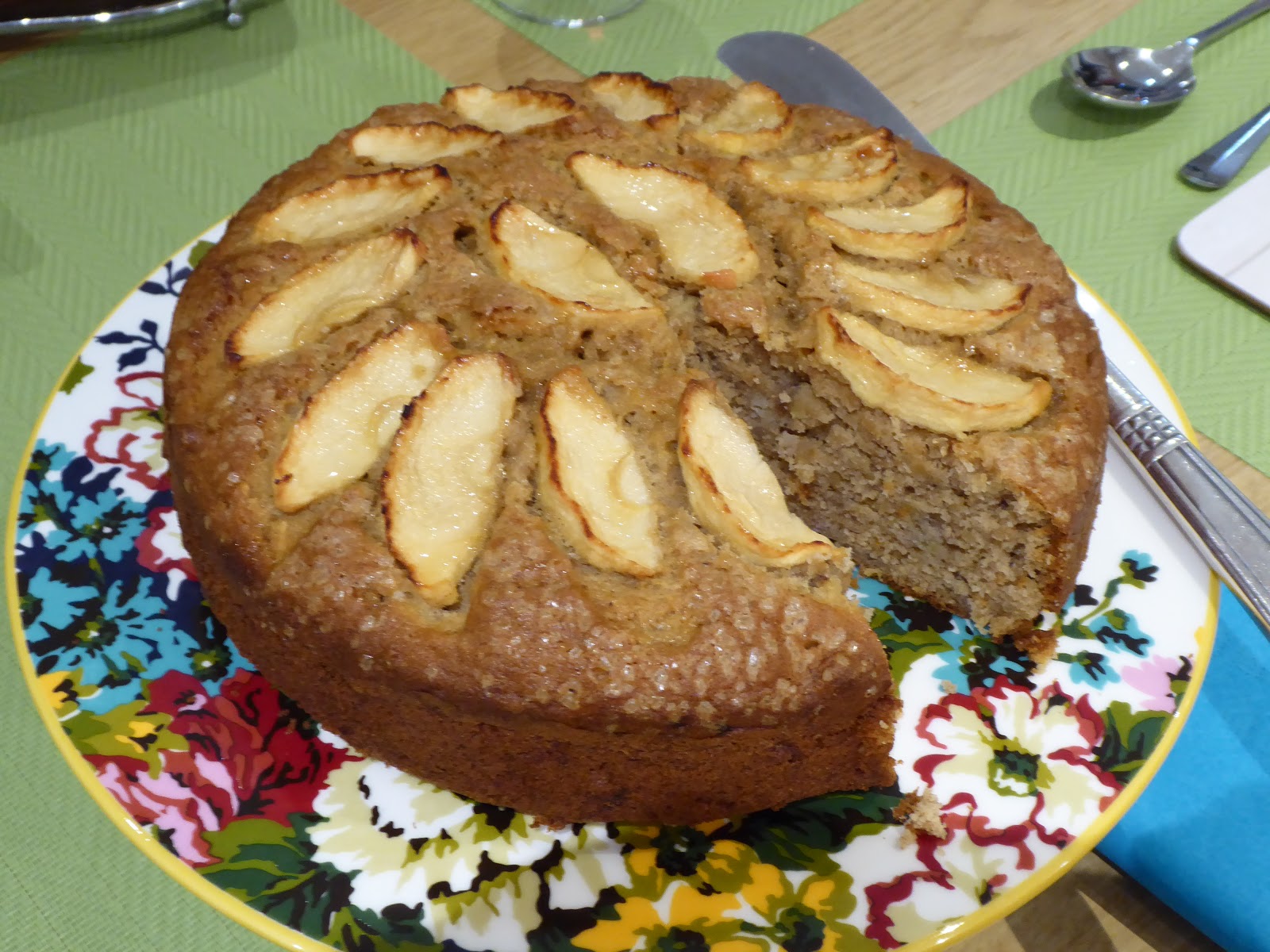 A SLICE OF CAKE APPLE AND BANANA CAKE