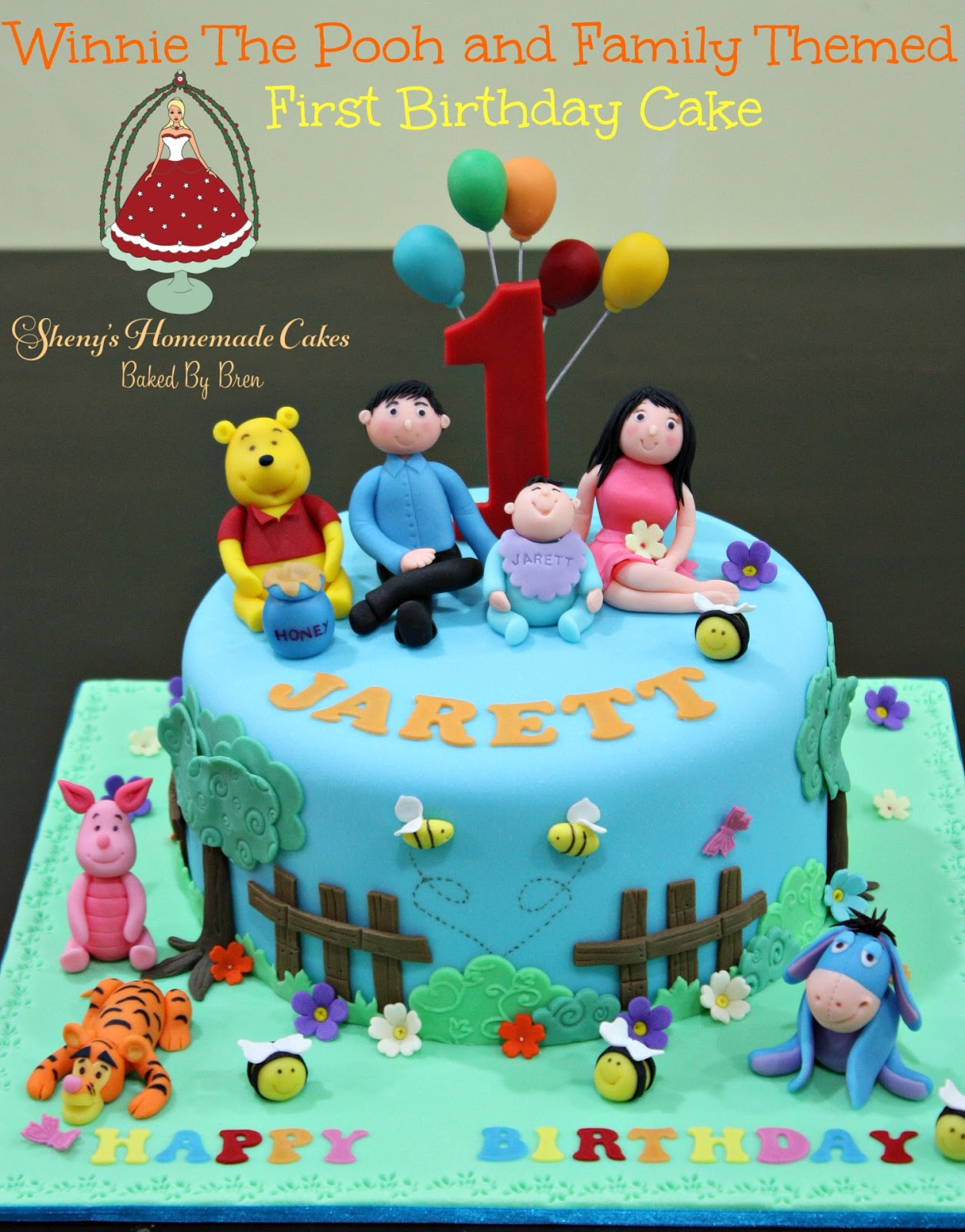 Sheny's Homemade Treats Winnie The Pooh Family Themed 1st Birthday Cake