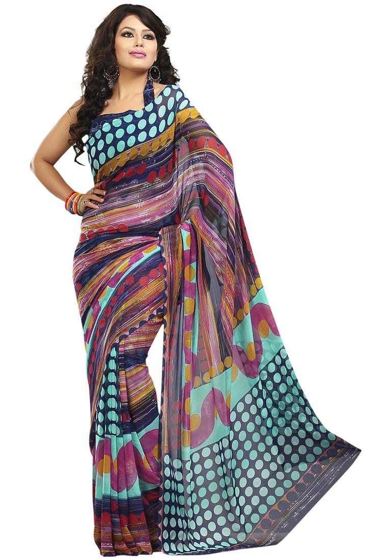 Latest saree 2013: Readymade Printed Crepe Pink Sarees