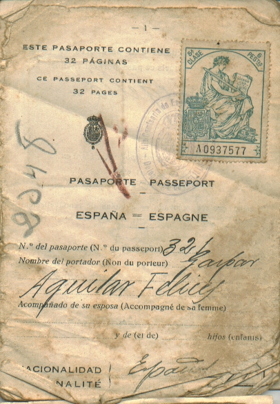 Una historia de la Policía Nacional.: Modelo de Pasaporte (1931)