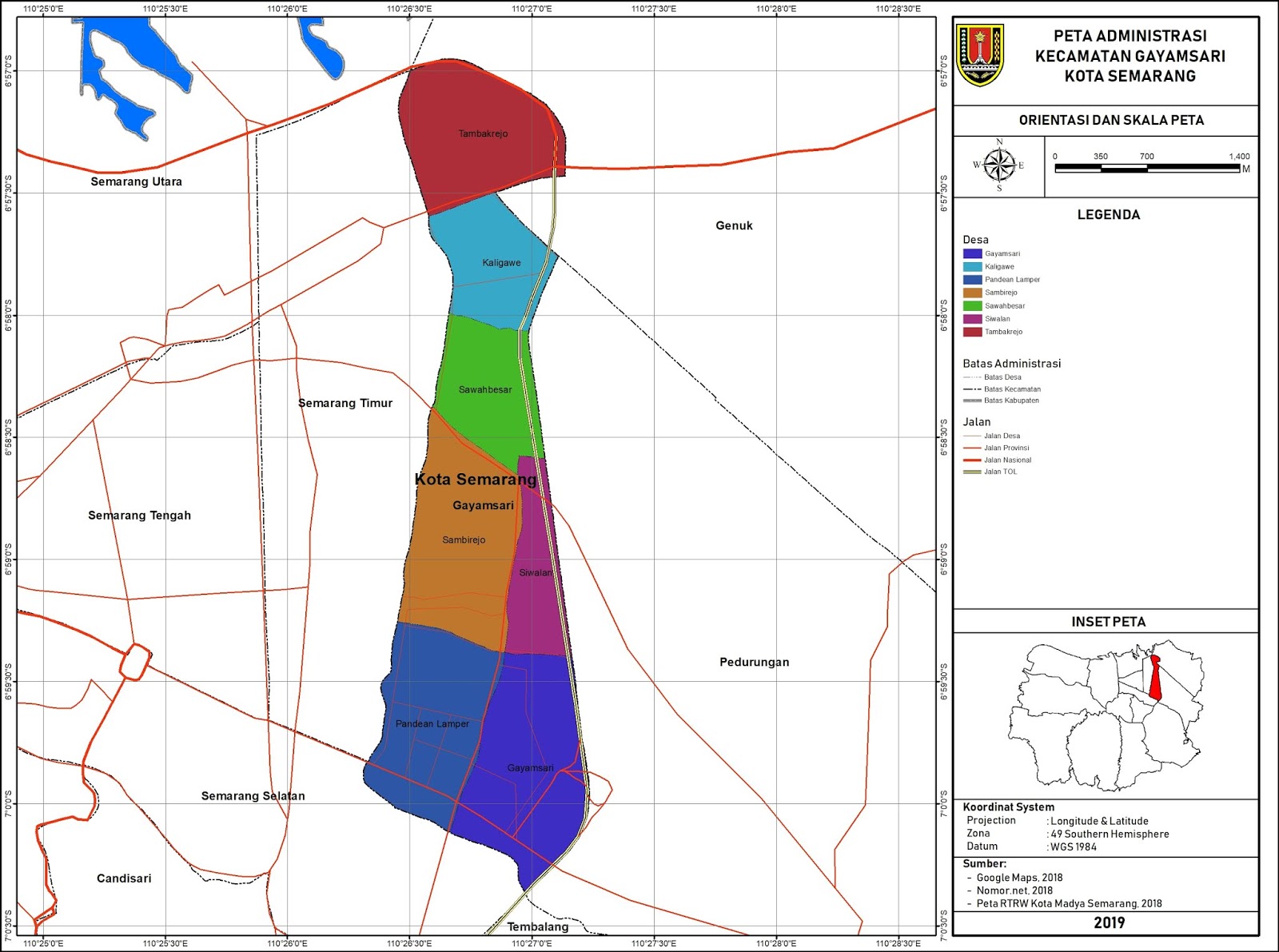 Peta Administrasi Kecamatan Gayamsari, Kota Semarang ~ NeededThing