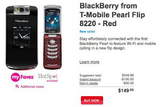 T-Mobile BlackBerry Pearl Flip 8220 in Red now available