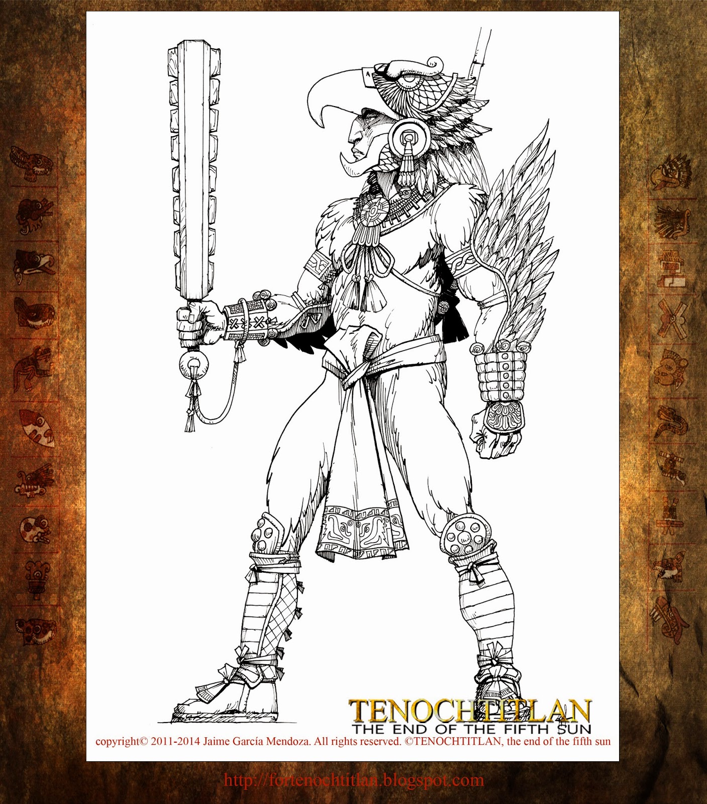 For Tenochtitlan, relation of a graphic novel: The Eagle Warrior to Ink /  Guerrero Águila Entintando