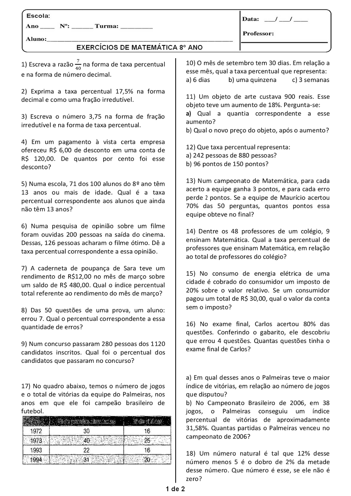 MATEMÁTICA 8° ANO 190 ATIVIDADES COM GABARITO EXERCÍCIOS PROVAS