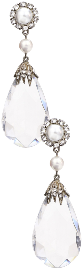 BEN-AMUN Imitation Pearl & Crystal Clip Earrings