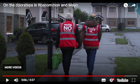 A captured video frame of canvassers out in Roscommon and Mayo