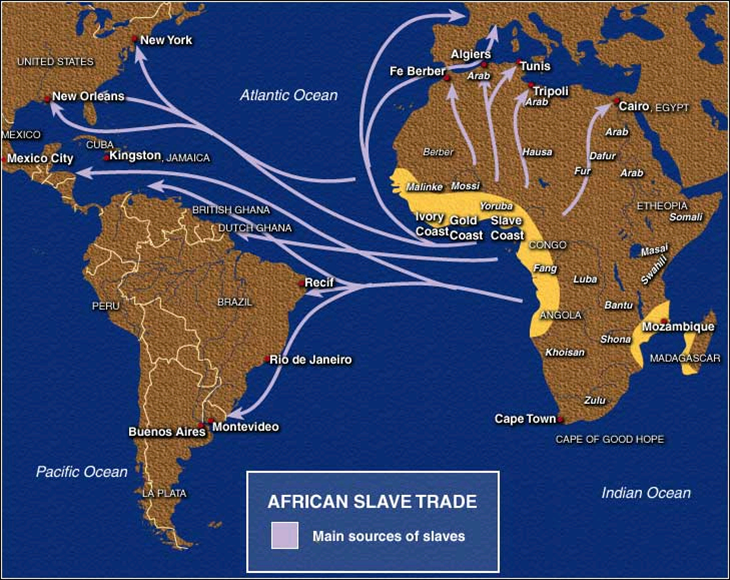 Blue Map Of African Slave Trade 