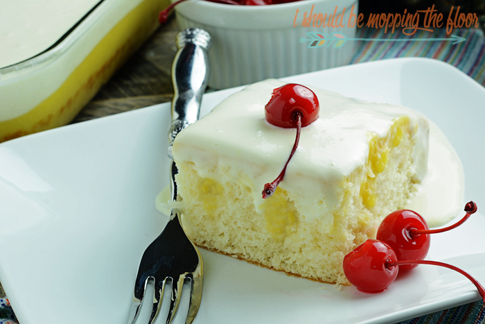 Dole Whip Poke Cake: all of the flavors of the legendary Disney treat into a delicious, moist, poke cake.