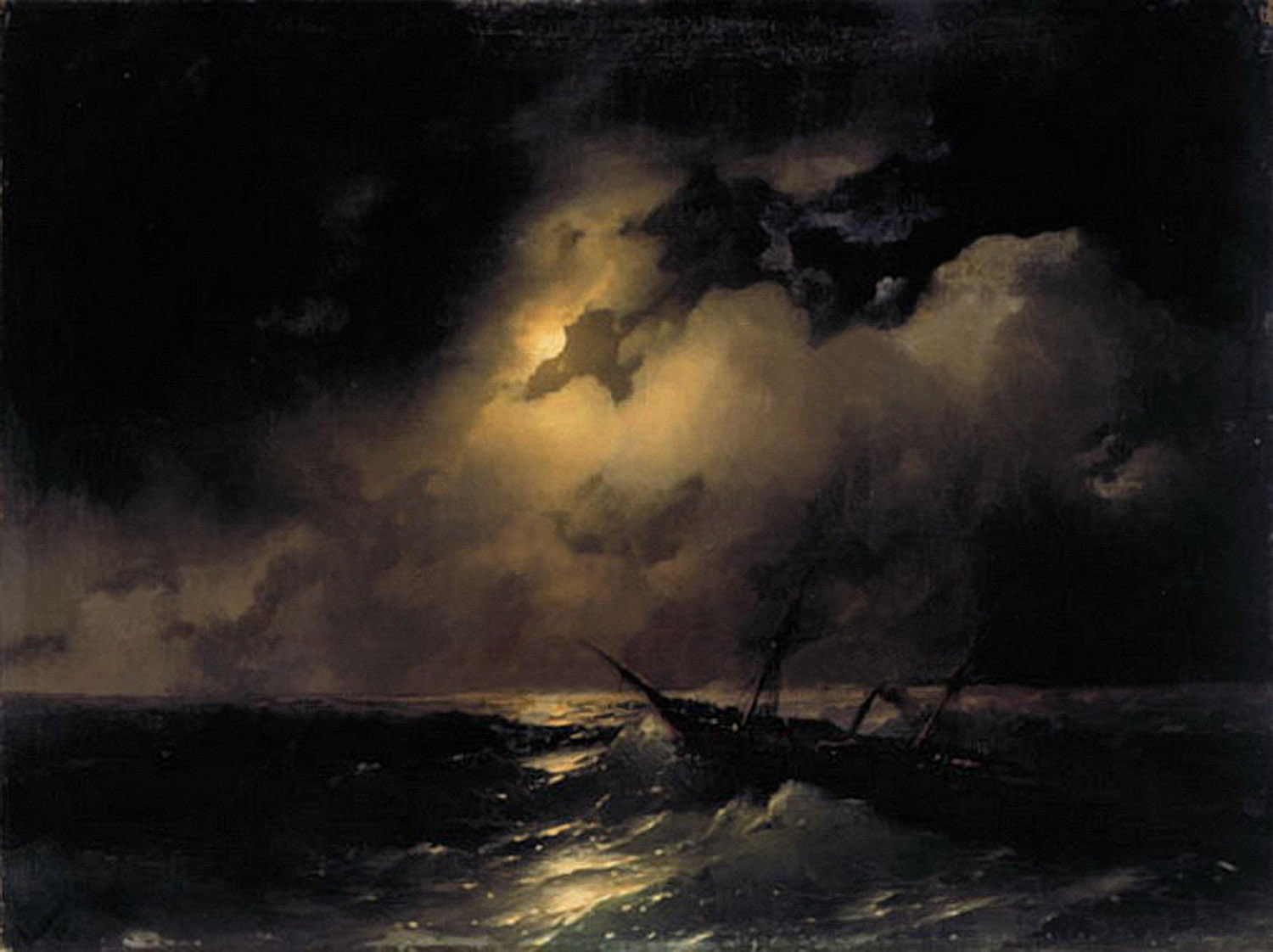 Лунная ночь на черном море. Айвазовский буря 1868.