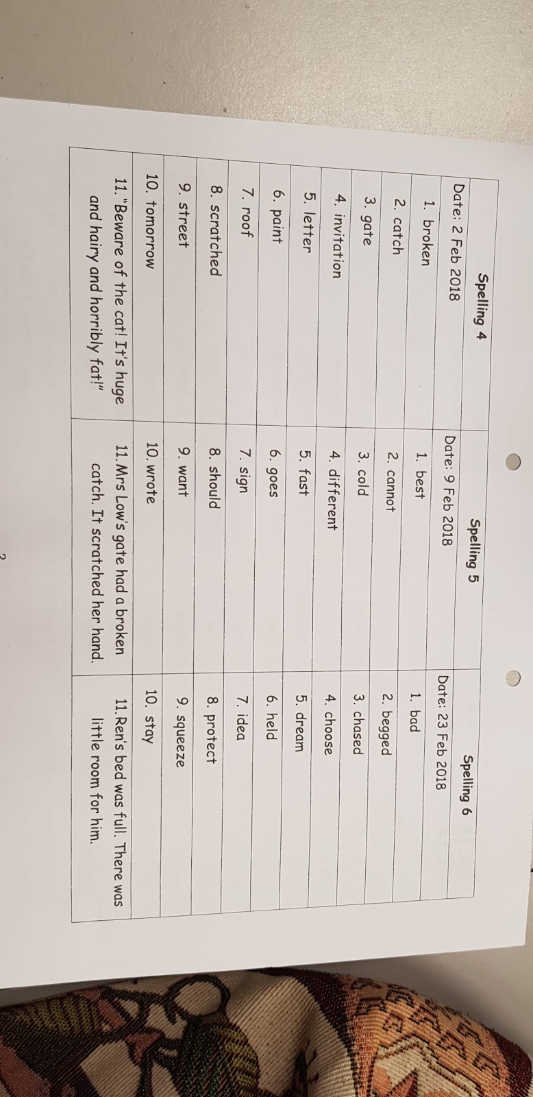 Entry Level 1 Spelling List