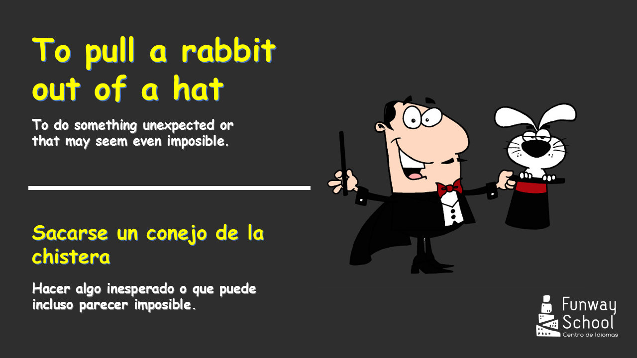 Estantes en el aula Idioms (XIV) "To pull a rabbit out of a hat"