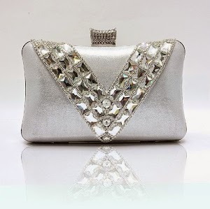 ImPrincess BAGS7236-ying evening bag Silver Rhinestone compound metal decorate with rhinestones