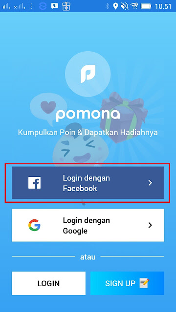 Cara Daftar di Aplikasi Pomona Android dengan Facebook