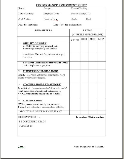 Probation Evaluation Form