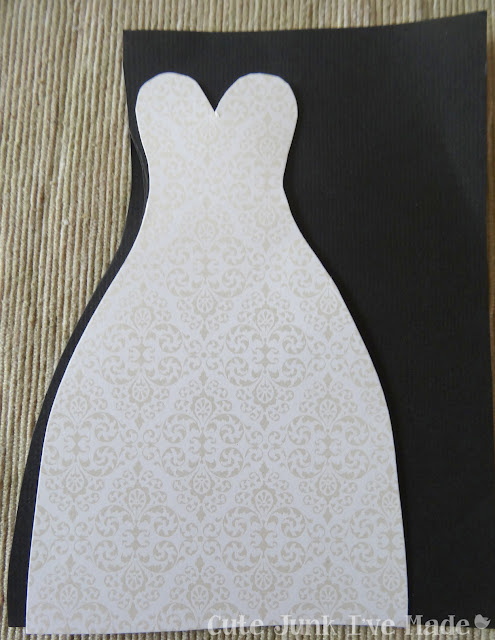 Homemade Wedding Card - dress on black paper