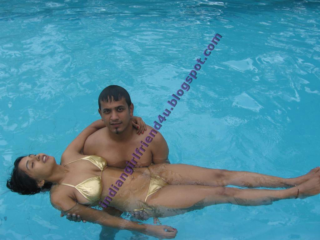 Hot Indian Girl Friends.. hot Indian wife at swimming pool pic