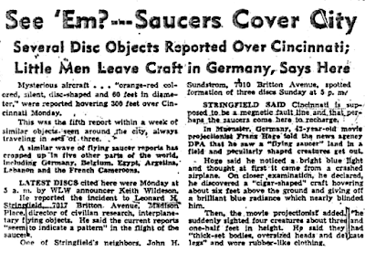 Flying Saucers Hover Over Cincinnati; Similar Accounts Reported Around The World